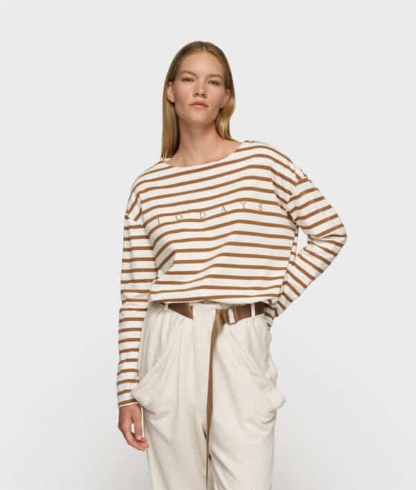 10 Days top stripes ecru/suede